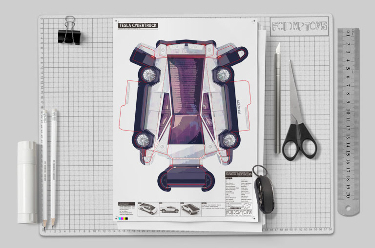 MU-Tesla-Cybertruck-Fold-Up-Toy-Paper-Toy-Image-Mockup