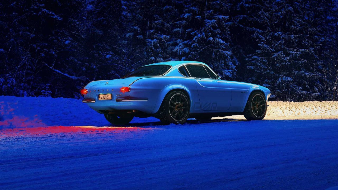 volvo-p1800-cyan-in-the-snow-rear-three-quarters-night