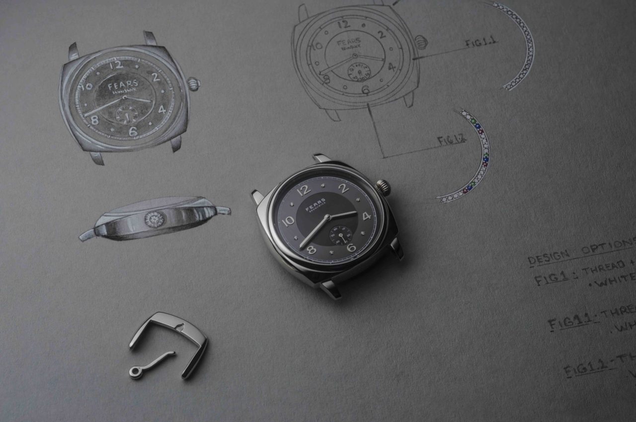 Fears Brunswick PT – Anthracite and Diamond dial – on jeweller’s illustration of watch comission