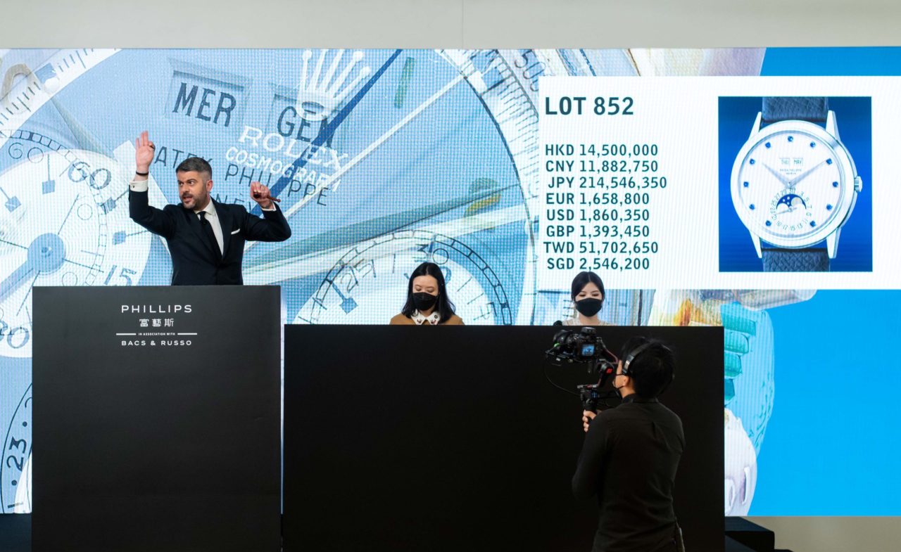 Auctioneer Thomas Perazzi selling lot 852, The Blue Royale