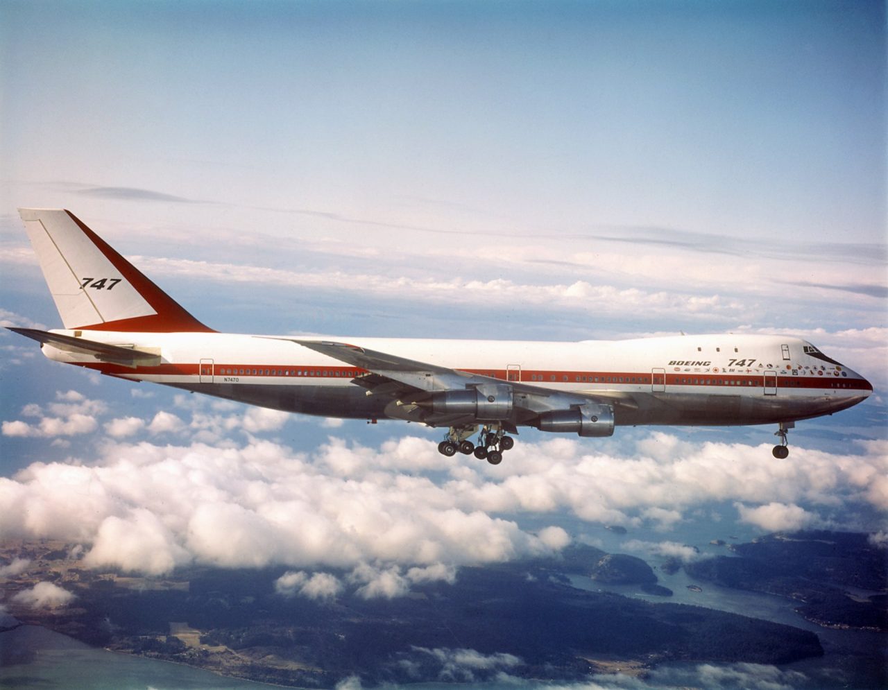 747-100 in Flight with Landing Gear Down